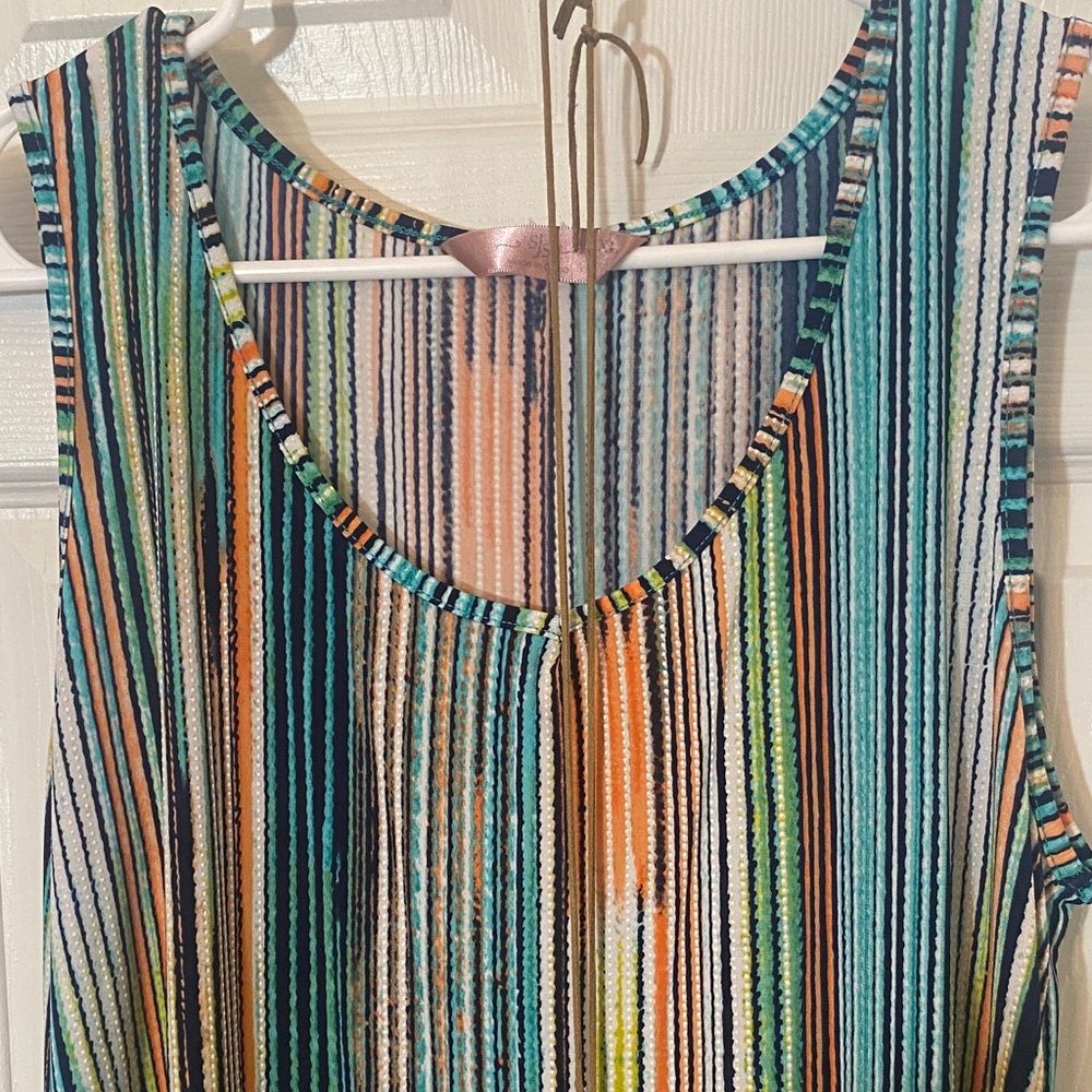 SJS women’s XL multicolored boho Striped Sleeveless Maxi Dress Anthropologie - Picture 4 of 12